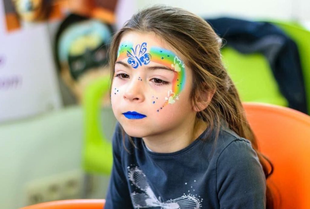 Grime Kindergrime Grimeren regenboog blauwe vlinder